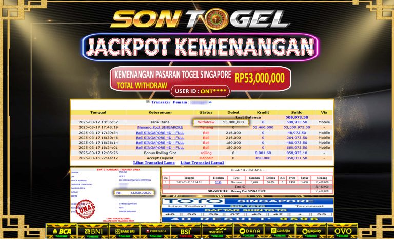 Bukti JP Sontogel kemenangan berapapun akan dibayarkan tuntas tanpa kekurangan sepersenpun langsung saja bermain disitus kami