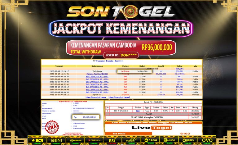 Bukti JP Sontogel kemenangan berapapun akan dibayarkan tuntas tanpa kekurangan sepersenpun langsung saja bermain disitus kami