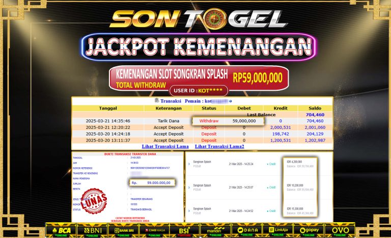 Bukti JP Sontogel kemenangan berapapun akan dibayarkan tuntas tanpa kekurangan sepersenpun langsung saja bermain disitus kami