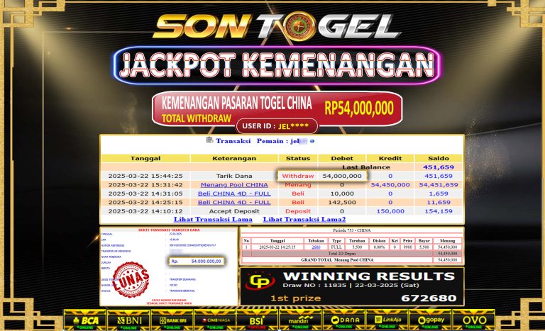 Bukti JP Sontogel kemenangan berapapun akan dibayarkan tuntas tanpa kekurangan sepersenpun langsung saja bermain disitus kami