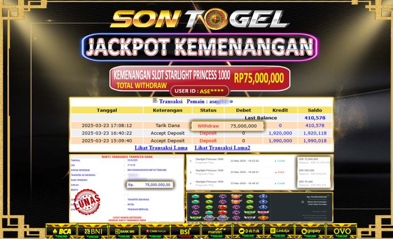 Bukti JP Sontogel kemenangan berapapun akan dibayarkan tuntas tanpa kekurangan sepersenpun langsung saja bermain disitus kami
