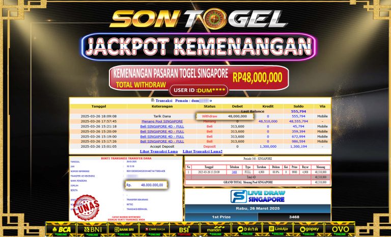 Bukti JP Sontogel kemenangan berapapun akan dibayarkan tuntas tanpa kekurangan sepersenpun langsung saja bermain disitus kami