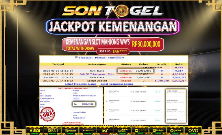 Bukti JP Sontogel kemenangan berapapun akan dibayarkan tuntas tanpa kekurangan sepersenpun langsung saja bermain disitus kami