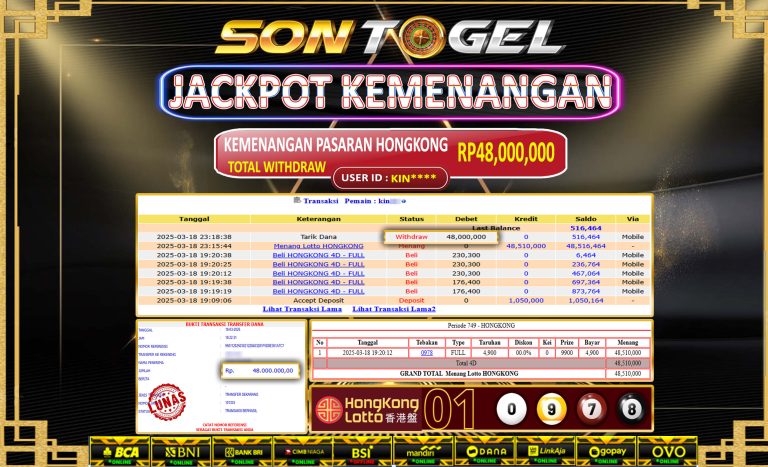 Bukti JP Sontogel kemenangan berapapun akan dibayarkan tuntas tanpa kekurangan sepersenpun langsung saja bermain disitus kami