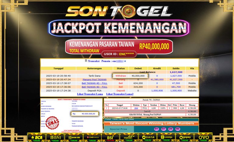 Bukti JP Sontogel kemenangan berapapun akan dibayarkan tuntas tanpa kekurangan sepersenpun langsung saja bermain disitus kami