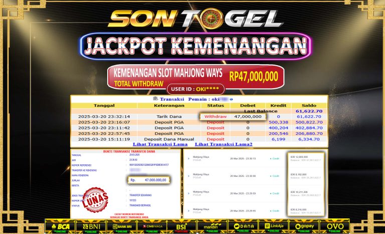 Bukti JP Sontogel kemenangan berapapun akan dibayarkan tuntas tanpa kekurangan sepersenpun langsung saja bermain disitus kami