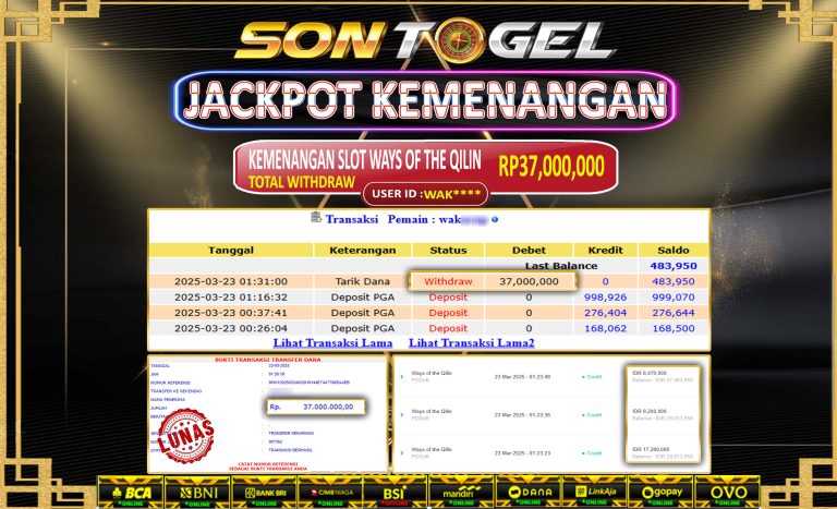 Bukti JP Sontogel kemenangan berapapun akan dibayarkan tuntas tanpa kekurangan sepersenpun langsung saja bermain disitus kami
