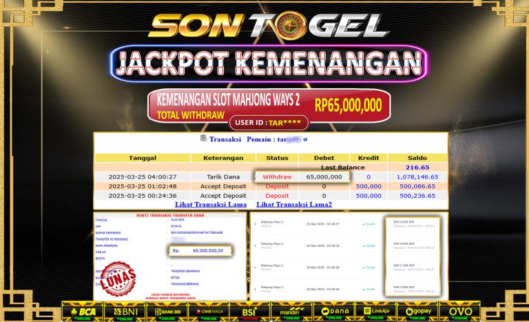 Bukti JP Sontogel kemenangan berapapun akan dibayarkan tuntas tanpa kekurangan sepersenpun langsung saja bermain disitus kami