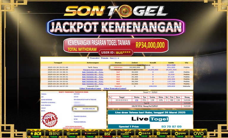 Bukti JP Sontogel kemenangan berapapun akan dibayarkan tuntas tanpa kekurangan sepersenpun langsung saja bermain disitus kami