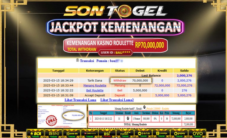 Bukti JP Sontogel kemenangan berapapun akan dibayarkan tuntas tanpa kekurangna sepersenpun langsung saja bermain disitus kami