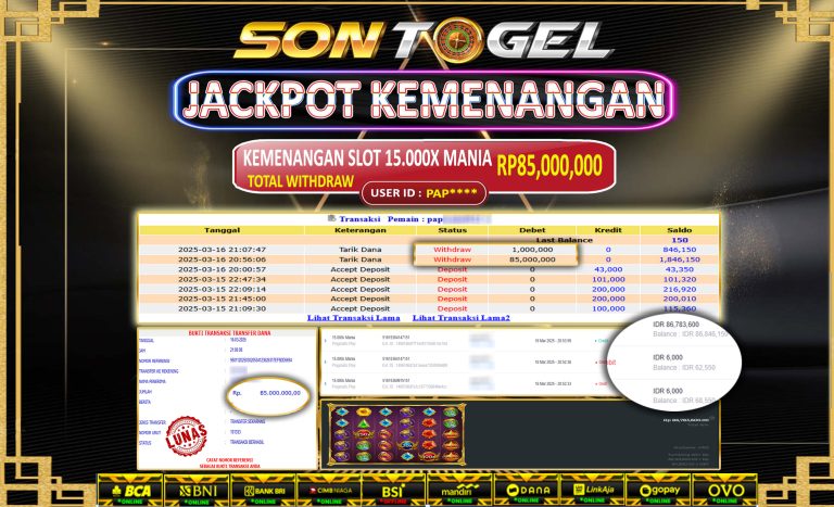 Bukti JP Sontogel kemenangan berapapun akan dibayarkan tuntas tanpa kekurangan sepersenpun langsung saja bermain disitus kami