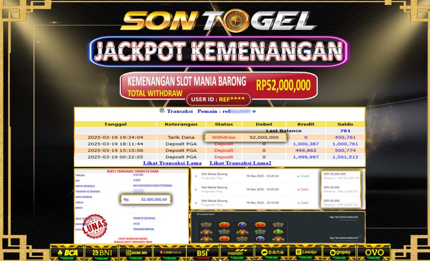 Bukti JP Sontogel kemenangan berapapun akan dibayarkan tuntas tanpa kekurangan sepersenpun langsung saja bermain disitus kami