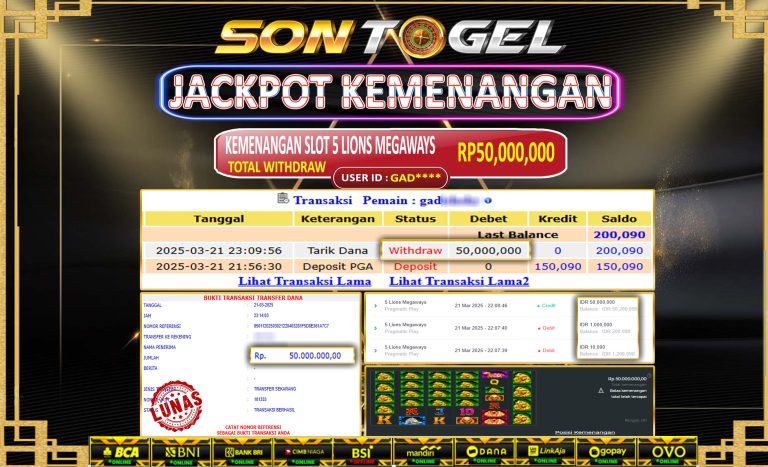 Bukti JP Sontogel kemenangan berapapun akan dibayarkan tuntas tanpa kekurangan sepersenpun langsung saja bermain disitus kami