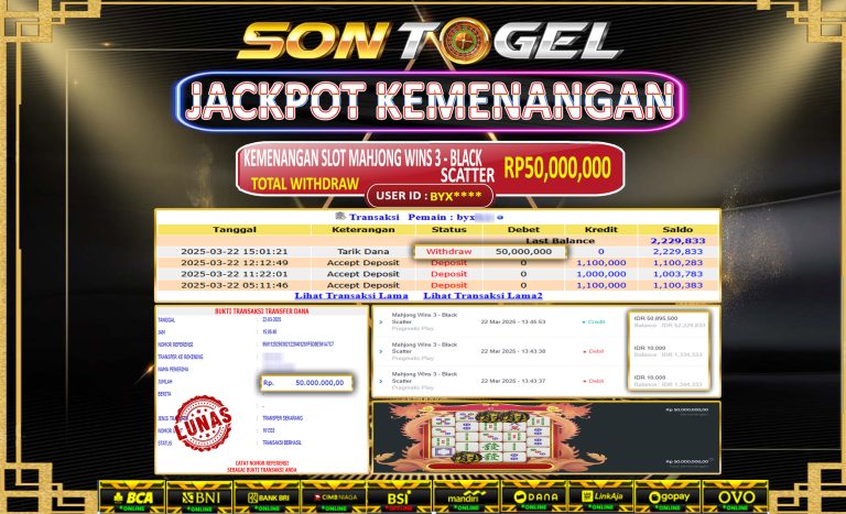 Bukti JP Sontogel kemenangan berapapun akan dibayarkan tuntas tanpa kekurangan sepersenpun langsung saja bermain disitus kami