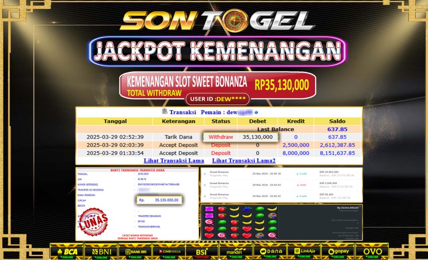 Bukti JP Sontogel kemenangan berapapun akan dibayarkan tuntas tanpa kekurangan sepersenpun langsung saja bermain disitus kami