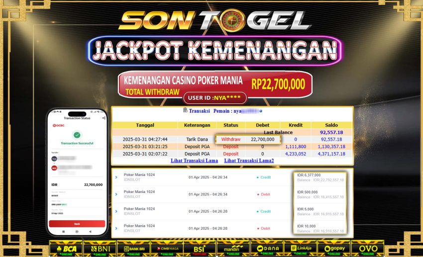 Bukti JP Sontogel kemenangan berapapun akan dibayarkan tuntas tanpa kekurangan sepersenpun langsung saja bermain disitus kami