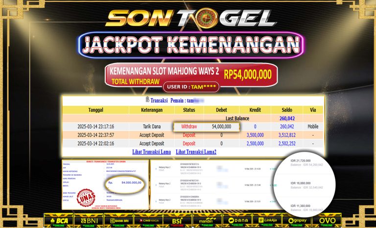 Bukti JP Sontogel kemenangan berapapun akan dibayarkan tuntas tanpa kekurangna sepersenpun langsung saja bermain disitus kami