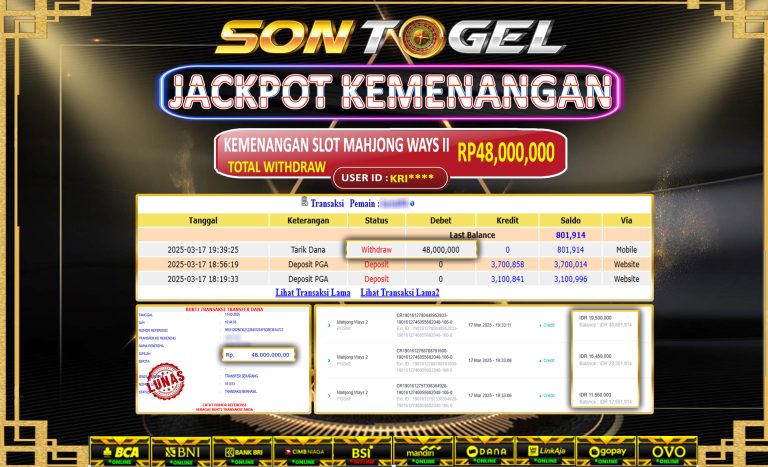 Bukti JP Sontogel kemenangan berapapun akan dibayarkan tuntas tanpa kekurangan sepersenpun langsung saja bermain disitus kami