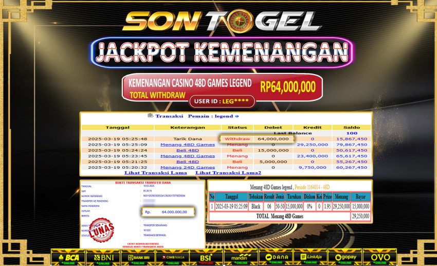 Bukti JP Sontogel kemenangan berapapun akan dibayarkan tuntas tanpa kekurangan sepersenpun langsung saja bermain disitus kami