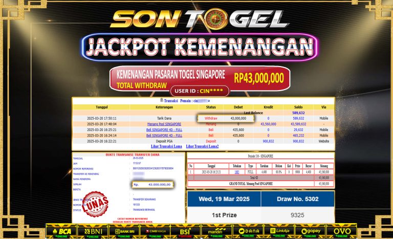 Bukti JP Sontogel kemenangan berapapun akan dibayarkan tuntas tanpa kekurangan sepersenpun langsung saja bermain disitus kami