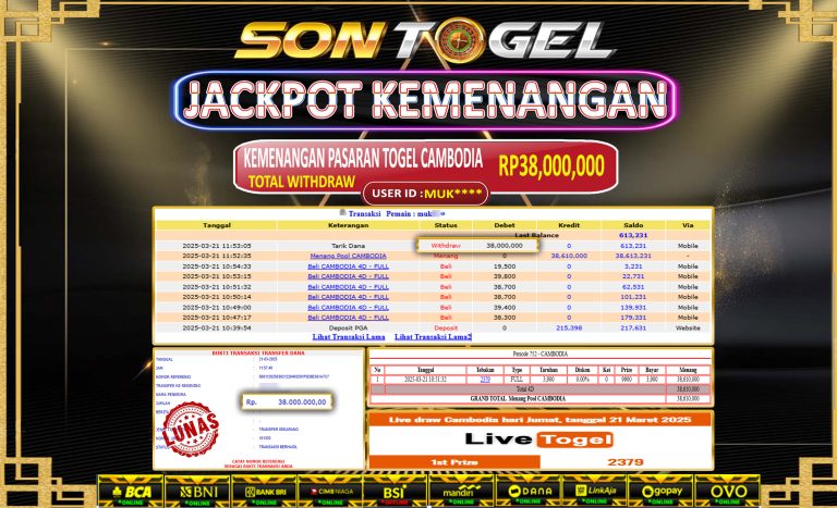 Bukti JP Sontogel kemenangan berapapun akan dibayarkan tuntas tanpa kekurangan sepersenpun langsung saja bermain disitus kami
