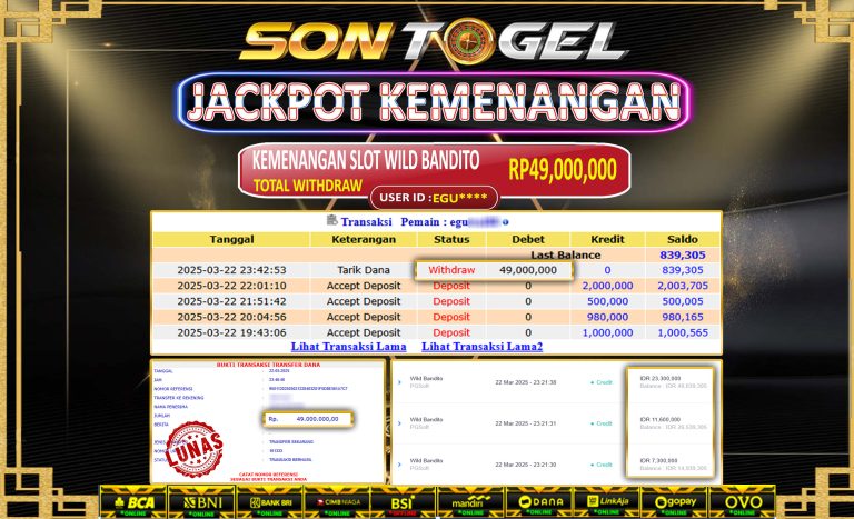 Bukti JP Sontogel kemenangan berapapun akan dibayarkan tuntas tanpa kekurangan sepersenpun langsung saja bermain disitus kami