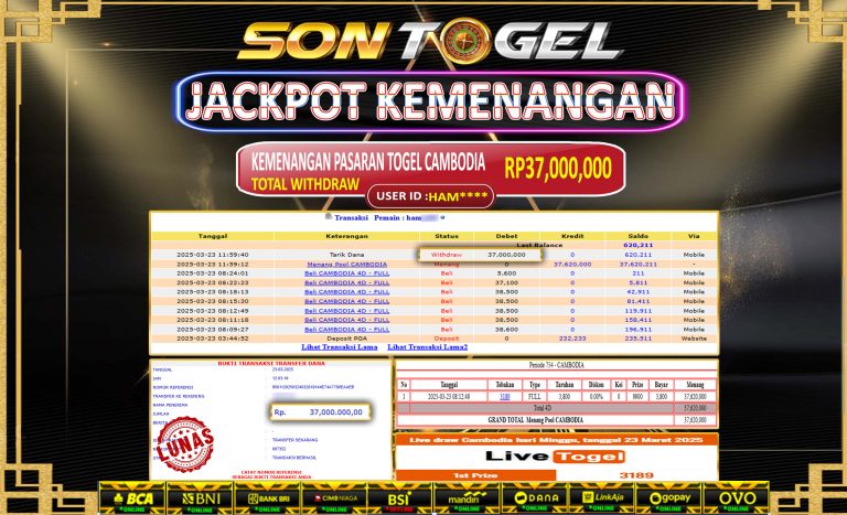 Bukti JP Sontogel kemenangan berapapun akan dibayarkan tuntas tanpa kekurangan sepersenpun langsung saja bermain disitus kami