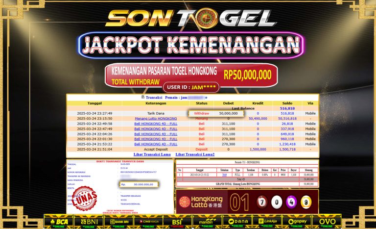 Bukti JP Sontogel kemenangan berapapun akan dibayarkan tuntas tanpa kekurangan sepersenpun langsung saja bermain disitus kami