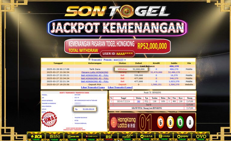 Bukti JP Sontogel kemenangan berapapun akan dibayarkan tuntas tanpa kekurangan sepersenpun langsung saja bermain disitus kami