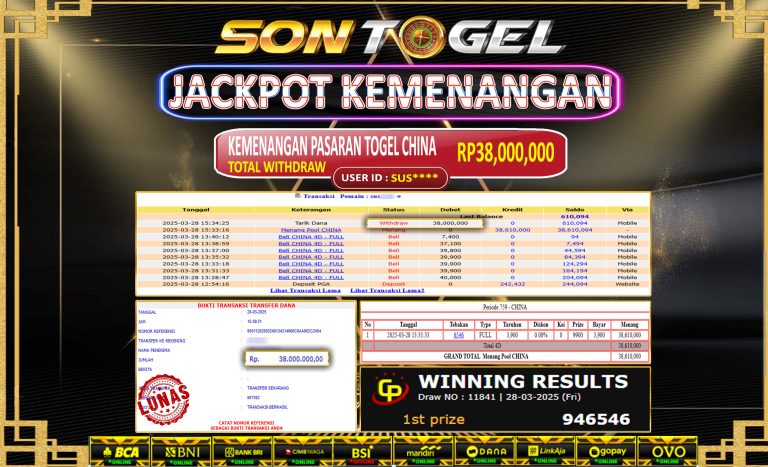 Bukti JP Sontogel kemenangan berapapun akan dibayarkan tuntas tanpa kekurangan sepersenpun langsung saja bermain disitus kami