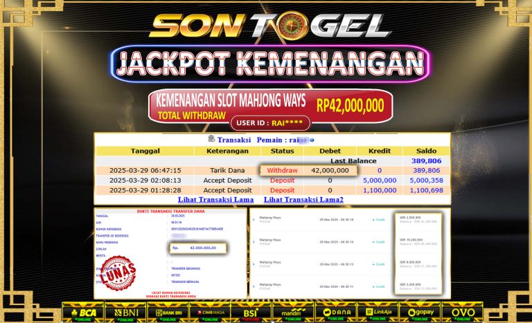 Bukti JP Sontogel kemenangan berapapun akan dibayarkan tuntas tanpa kekurangan sepersenpun langsung saja bermain disitus kami