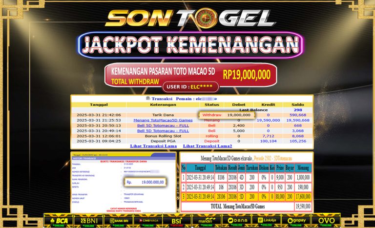 Bukti JP Sontogel kemenangan berapapun akan dibayarkan tuntas tanpa kekurangan sepersenpun langsung saja bermain disitus kami