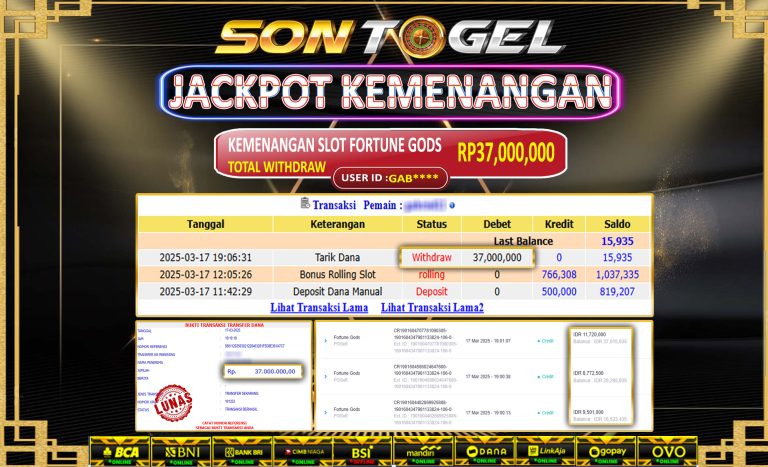 Bukti JP Sontogel kemenangan berapapun akan dibayarkan tuntas tanpa kekurangan sepersenpun langsung saja bermain disitus kami