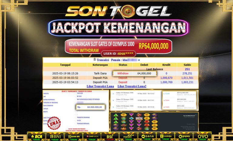 Bukti JP Sontogel kemenangan berapapun akan dibayarkan tuntas tanpa kekurangan sepersenpun langsung saja bermain disitus kami