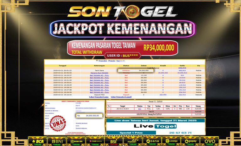 Bukti JP Sontogel kemenangan berapapun akan dibayarkan tuntas tanpa kekurangan sepersenpun langsung saja bermain disitus kami