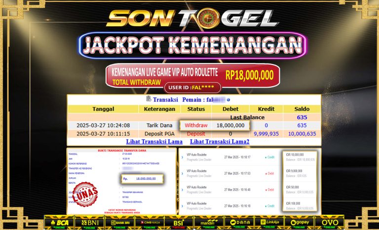 Bukti JP Sontogel kemenangan berapapun akan dibayarkan tuntas tanpa kekurangan sepersenpun langsung saja bermain disitus kami