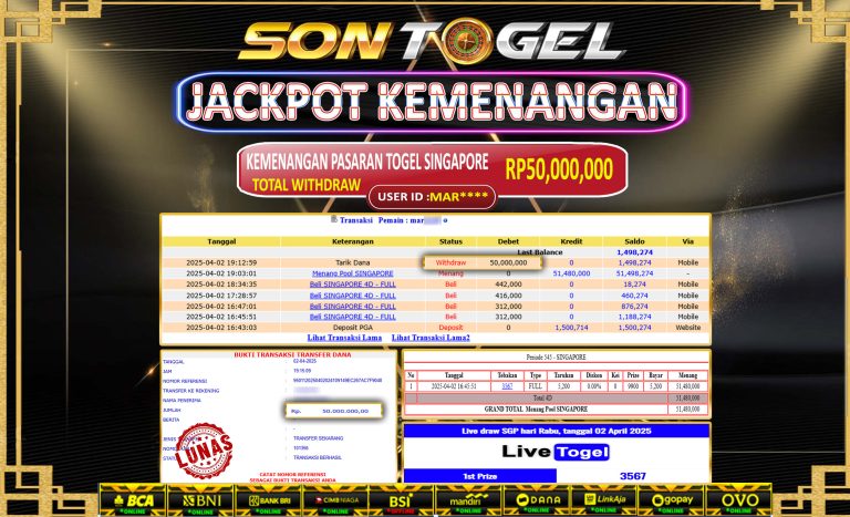 Bukti JP Sontogel kemenangan berapapun akan dibayarkan tuntas tanpa kekurangan sepersenpun langsung saja bermain disitus kami