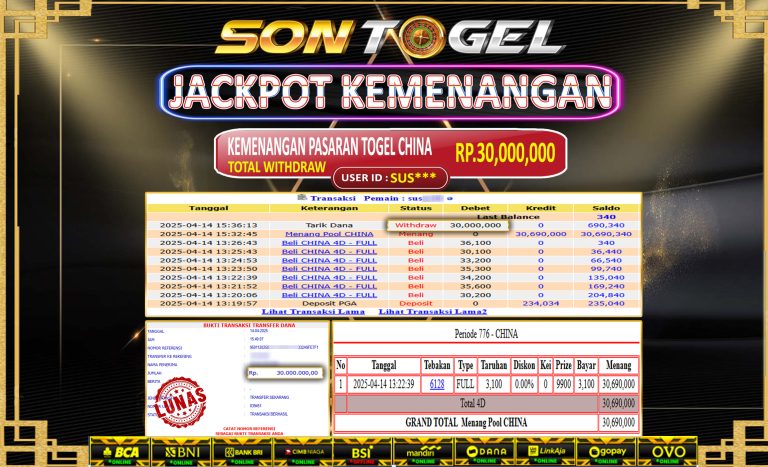 Bukti JP Sontogel kemenangan berapapun akan dibayarkan tuntas tanpa kekurangan sepersenpun langsung saja bermain disitus kami