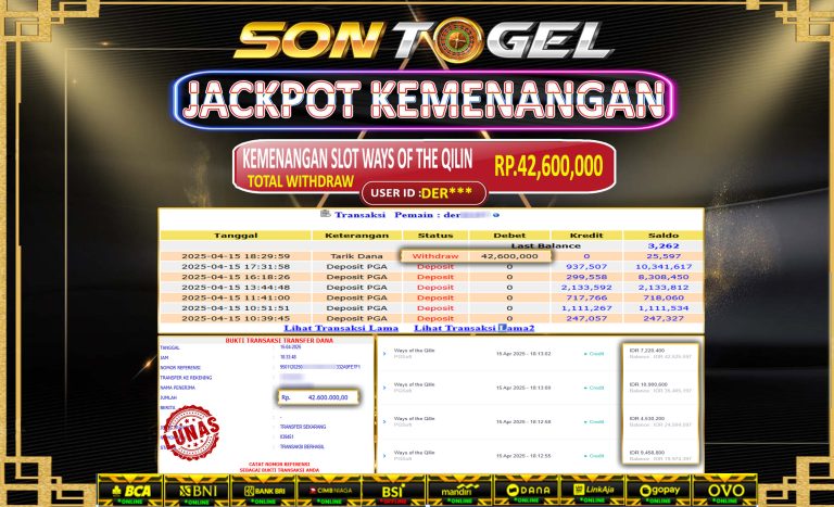 Bukti JP Sontogel kemenangan berapapun akan dibayarkan tuntas tanpa kekurangan sepersenpun langsung saja bermain disitus kami