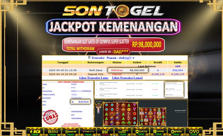 Bukti JP Sontogel kemenangan berapapun akan dibayarkan tuntas tanpa kekurangan sepersenpun langsung saja bermain disitus kami