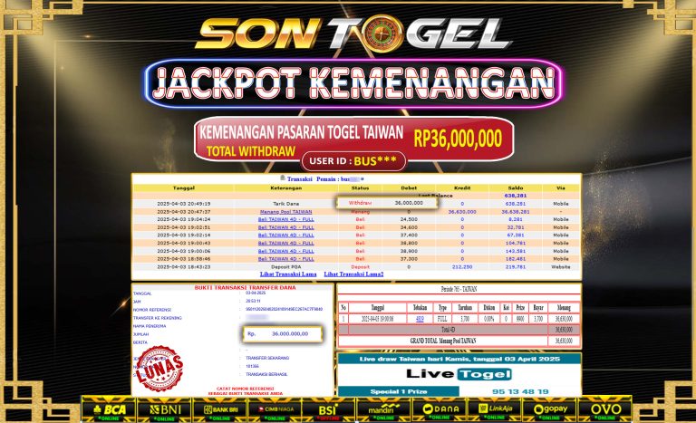 Bukti JP Sontogel kemenangan berapapun akan dibayarkan tuntas tanpa kekurangan sepersenpun langsung saja bermain disitus kami