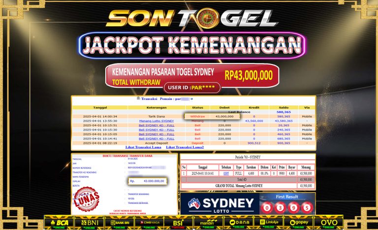 Bukti JP Sontogel kemenangan berapapun akan dibayarkan tuntas tanpa kekurangan sepersenpun langsung saja bermain disitus kami