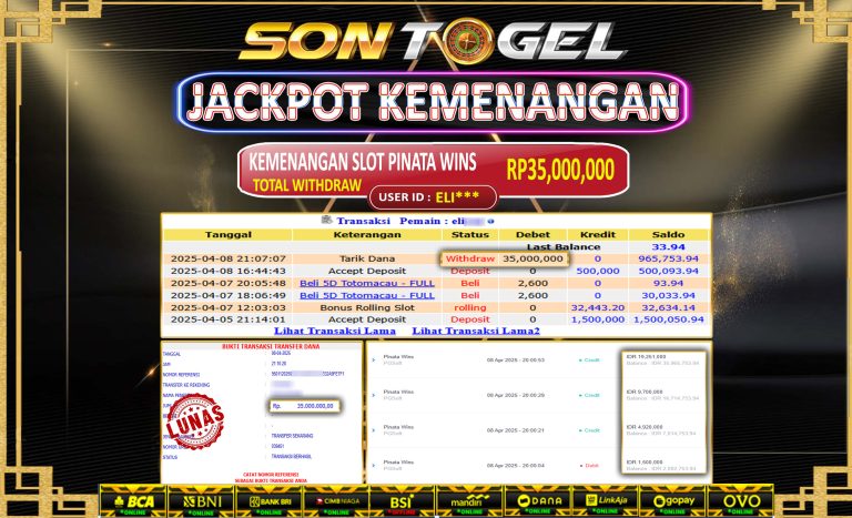 Bukti JP Sontogel kemenangan berapapun akan dibayarkan tuntas tanpa kekurangan sepersenpun langsung saja bermain disitus kami