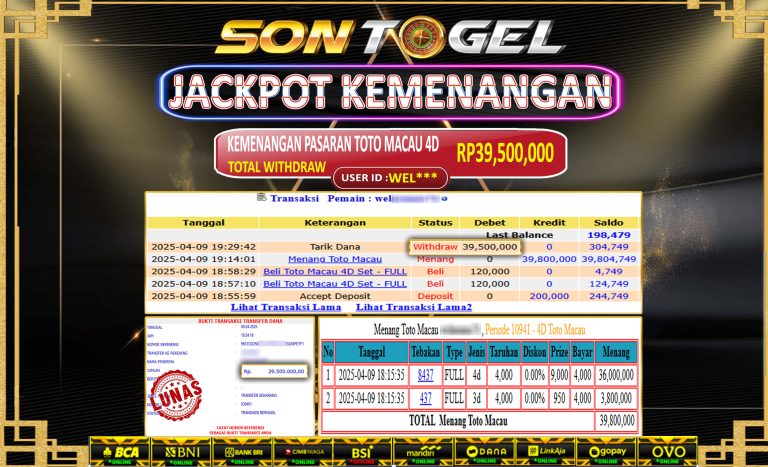 Bukti JP Sontogel kemenangan berapapun akan dibayarkan tuntas tanpa kekurangan sepersenpun langsung saja bermain disitus kami