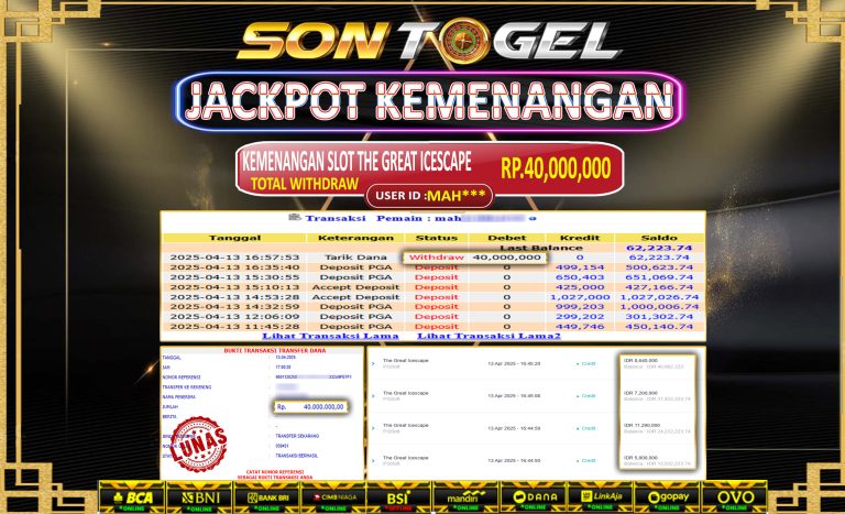 Bukti JP Sontogel kemenangan berapapun akan dibayarkan tuntas tanpa kekurangan sepersenpun langsung saja bermain disitus kami