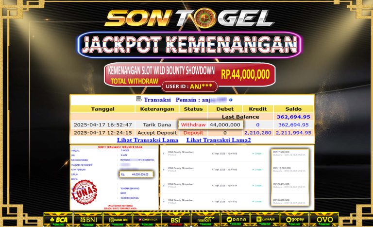 Bukti JP Sontogel kemenangan berapapun akan dibayarkan tuntas tanpa kekurangan sepersenpun langsung saja bermain disitus kami