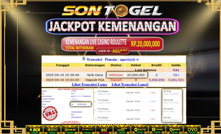 Bukti JP Sontogel kemenangan berapapun akan dibayarkan tuntas tanpa kekurangan sepersenpun langsung saja bermain disitus kami