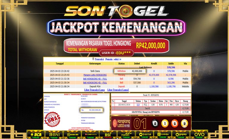 Bukti JP Sontogel kemenangan berapapun akan dibayarkan tuntas tanpa kekurangan sepersenpun langsung saja bermain disitus kami