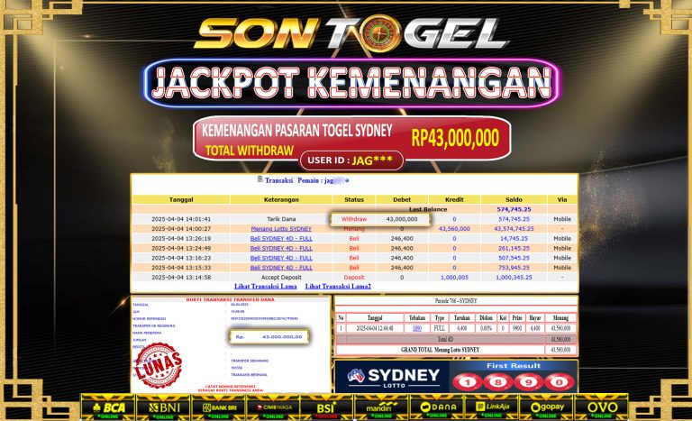 Bukti JP Sontogel kemenangan berapapun akan dibayarkan tuntas tanpa kekurangan sepersenpun langsung saja bermain disitus kami