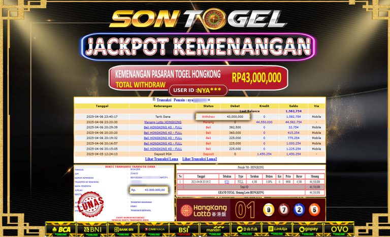 Bukti JP Sontogel kemenangan berapapun akan dibayarkan tuntas tanpa kekurangan sepersenpun langsung saja bermain disitus kami